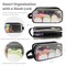 Wrapables 2 Compartment Large Grid Transparent Mesh Pencil Case, Pencil Pouch for Stationery Tools, Makeup, and Travel, Black